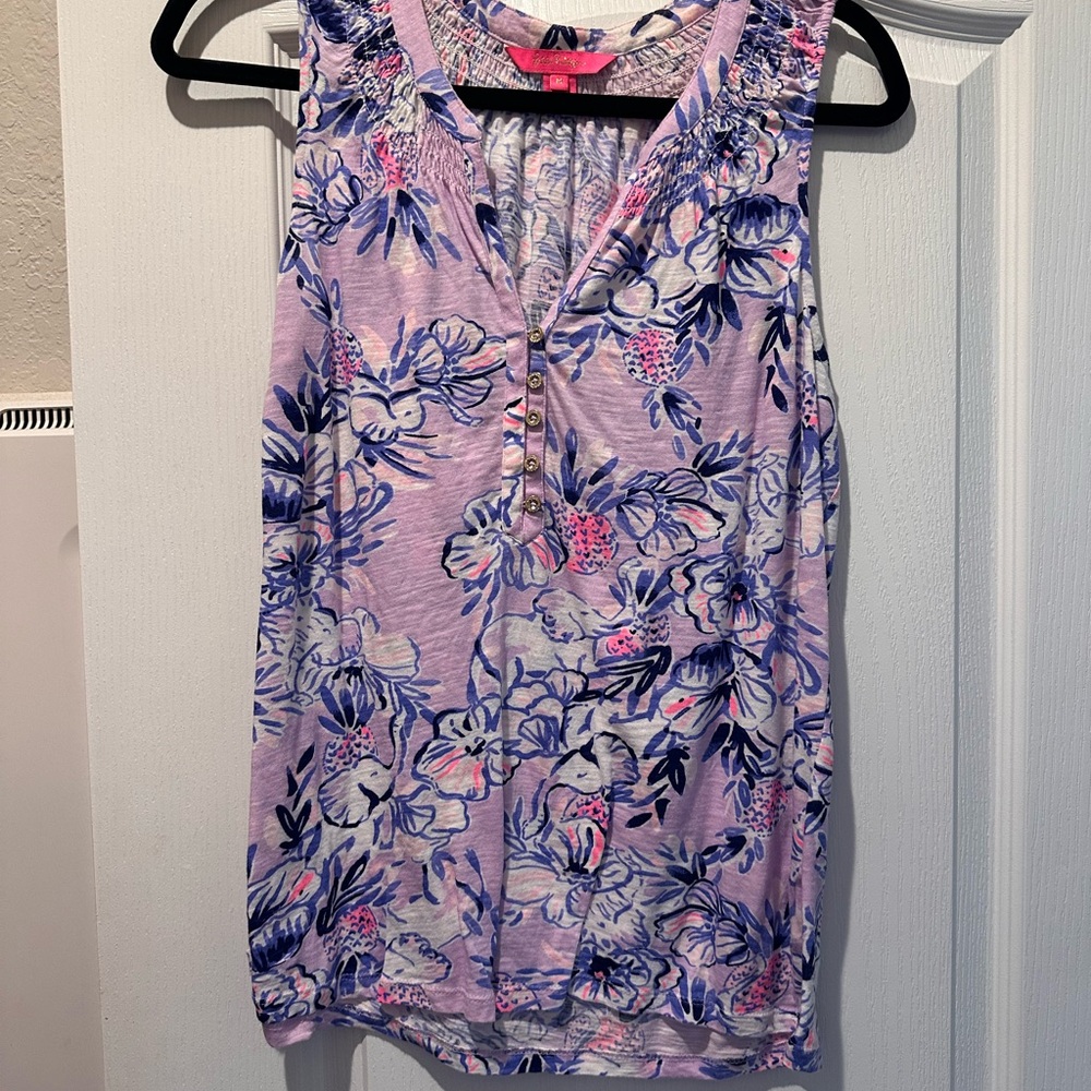 Floral Sleeveless Top - Purple and Pink